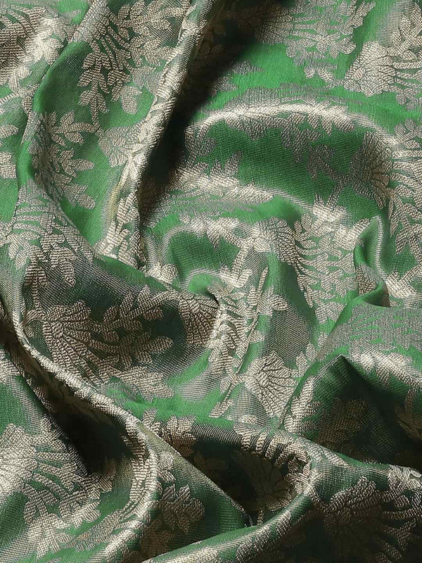 Turquoise Art Silk Woven Zari Design Floral Saree with Unstitched Blouse - Hiral Fashion - Distacart