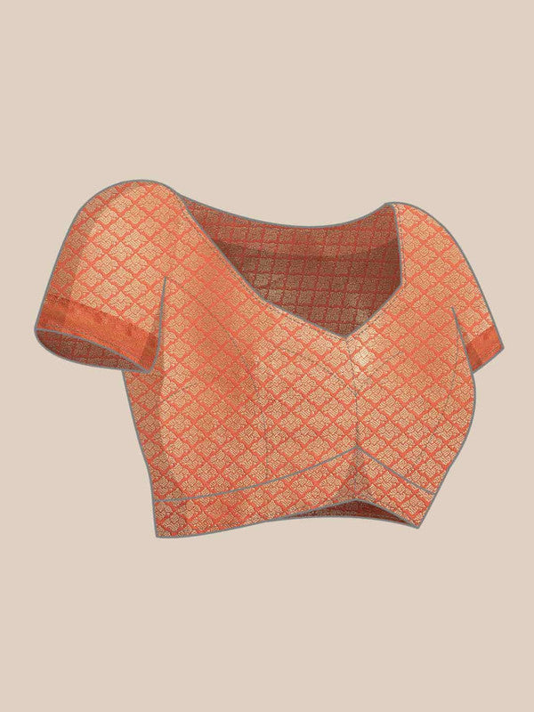 Turquoise Art Silk Woven Zari Design Floral Saree with Unstitched Blouse - Hiral Fashion - Distacart