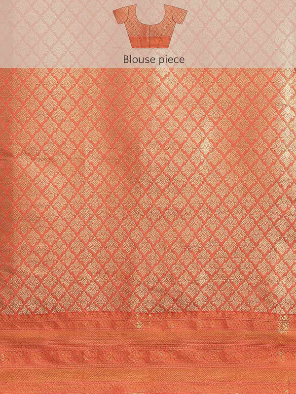 Turquoise Art Silk Woven Zari Design Floral Saree with Unstitched Blouse - Hiral Fashion - Distacart