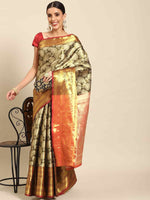 Thumbnail for Black Art Silk Woven Zari Design Floral Saree with Unstitched Blouse - Hiral Fashion - Distacart