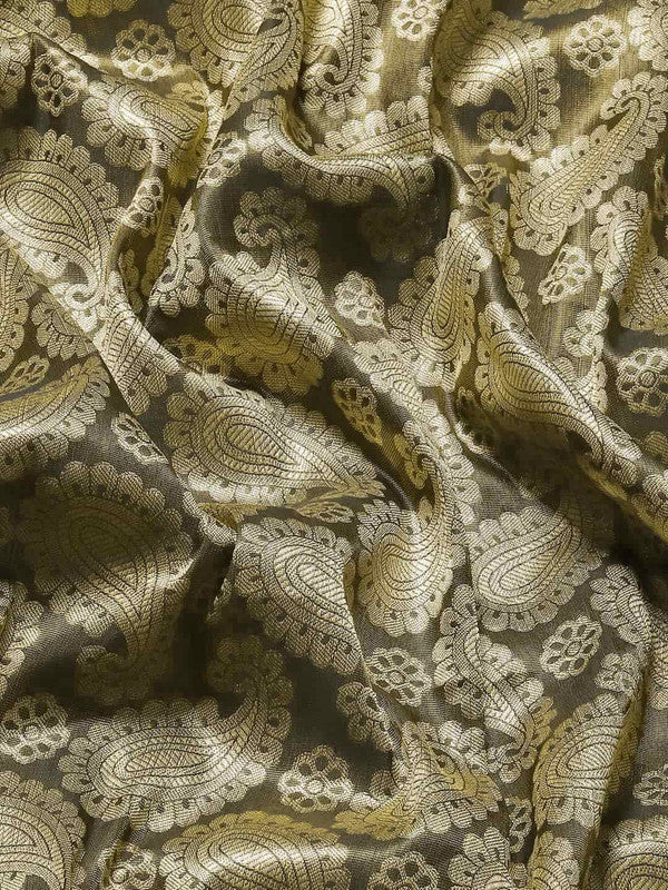 Black Art Silk Woven Zari Design Floral Saree with Unstitched Blouse - Hiral Fashion - Distacart