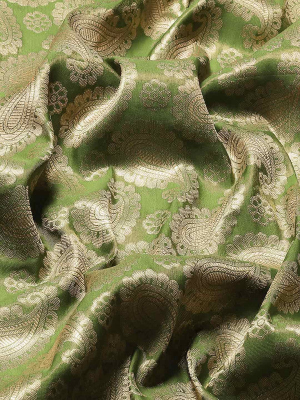 Green Art Silk Woven Zari Design Floral Saree with Unstitched Blouse - Hiral Fashion - Distacart