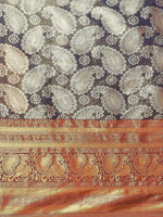 Thumbnail for Navy Blue Art Silk Woven Zari Design Floral Saree with Unstitched Blouse - Hiral Fashion - Distacart