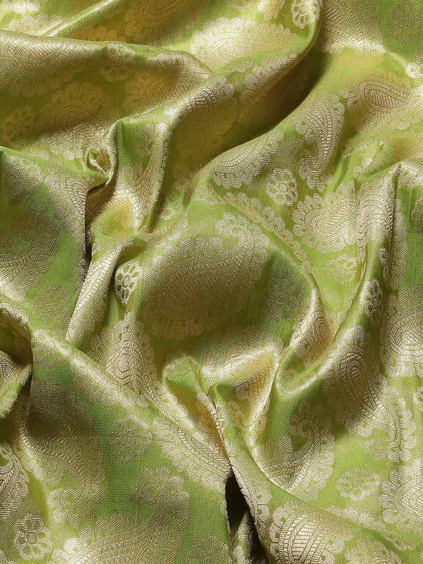 Green Art Silk Woven Zari Design Floral Saree with Unstitched Blouse - Hiral Fashion - Distacart