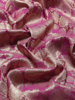 Thumbnail for Pink Art Silk Woven Zari Design Floral Saree with Unstitched Blouse - Hiral Fashion - Distacart