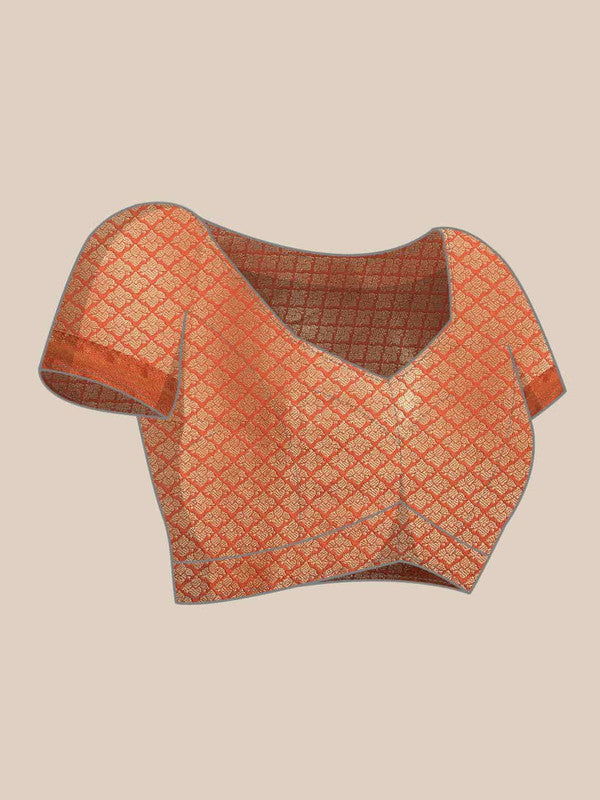 Pink Art Silk Woven Zari Design Floral Saree with Unstitched Blouse - Hiral Fashion - Distacart