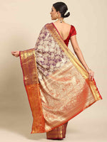 Thumbnail for Purple Art Silk Woven Zari Design Floral Saree with Unstitched Blouse - Hiral Fashion - Distacart