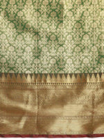 Thumbnail for Green Brocade Woven Zari Design Ethnic Motifs Saree with Unstitched Blouse - Hiral Fashion - Distacart