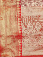 Thumbnail for Pink Brocade Woven Zari Design Ethnic Motifs Saree with Unstitched Blouse - Hiral Fashion - Distacart