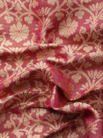 Thumbnail for Pink Brocade Woven Zari Design Ethnic Motifs Saree with Unstitched Blouse - Hiral Fashion - Distacart