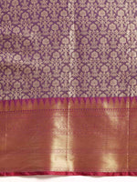 Thumbnail for Purple Brocade Woven Zari Design Ethnic Motifs Saree with Unstitched Blouse - Hiral Fashion - Distacart
