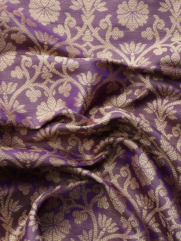 Purple Brocade Woven Zari Design Ethnic Motifs Saree with Unstitched Blouse - Hiral Fashion - Distacart