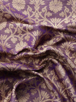 Thumbnail for Purple Brocade Woven Zari Design Ethnic Motifs Saree with Unstitched Blouse - Hiral Fashion - Distacart