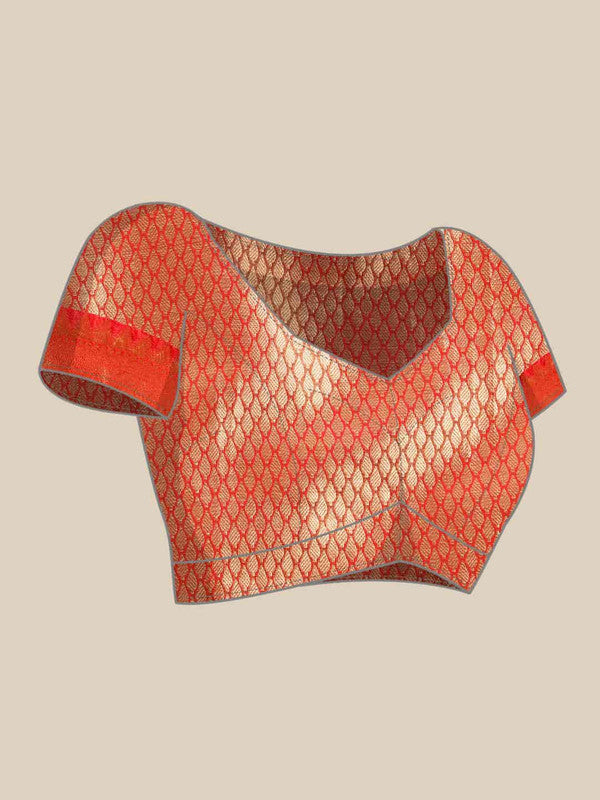 Purple Brocade Woven Zari Design Ethnic Motifs Saree with Unstitched Blouse - Hiral Fashion - Distacart