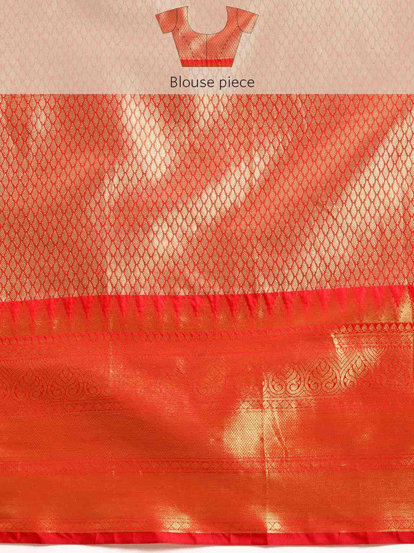 Purple Brocade Woven Zari Design Ethnic Motifs Saree with Unstitched Blouse - Hiral Fashion - Distacart