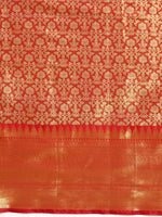 Thumbnail for Red Brocade Woven Zari Design Ethnic Motifs Saree with Unstitched Blouse - Hiral Fashion - Distacart