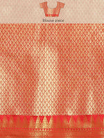 Thumbnail for Red Brocade Woven Zari Design Ethnic Motifs Saree with Unstitched Blouse - Hiral Fashion - Distacart