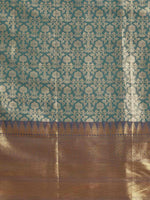 Thumbnail for Turquoise Brocade Woven Zari Design Ethnic Motifs Saree with Unstitched Blouse - Hiral Fashion - Distacart