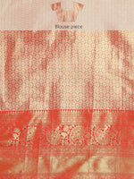 Thumbnail for Green Brocade Woven Zari Design Striped Saree with Unstitched Blouse - Hiral Fashion - Distacart