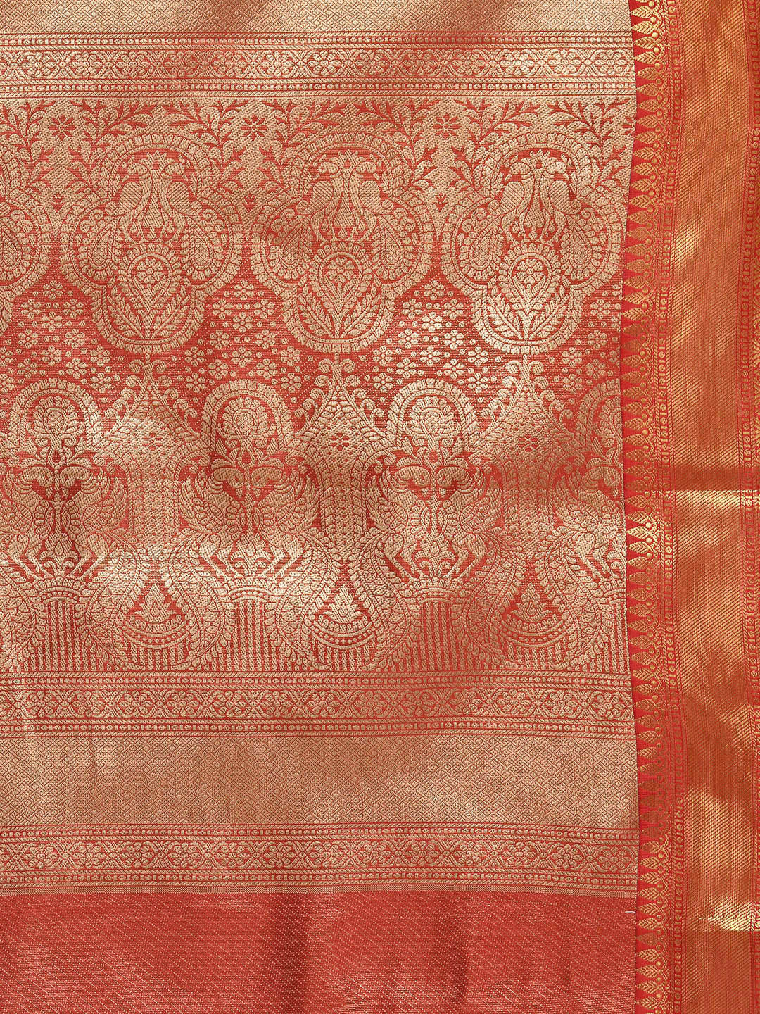 Pink Brocade Woven Zari Design Striped Saree with Unstitched Blouse - Hiral Fashion - Distacart