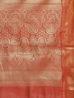 Thumbnail for Pink Brocade Woven Zari Design Striped Saree with Unstitched Blouse - Hiral Fashion - Distacart