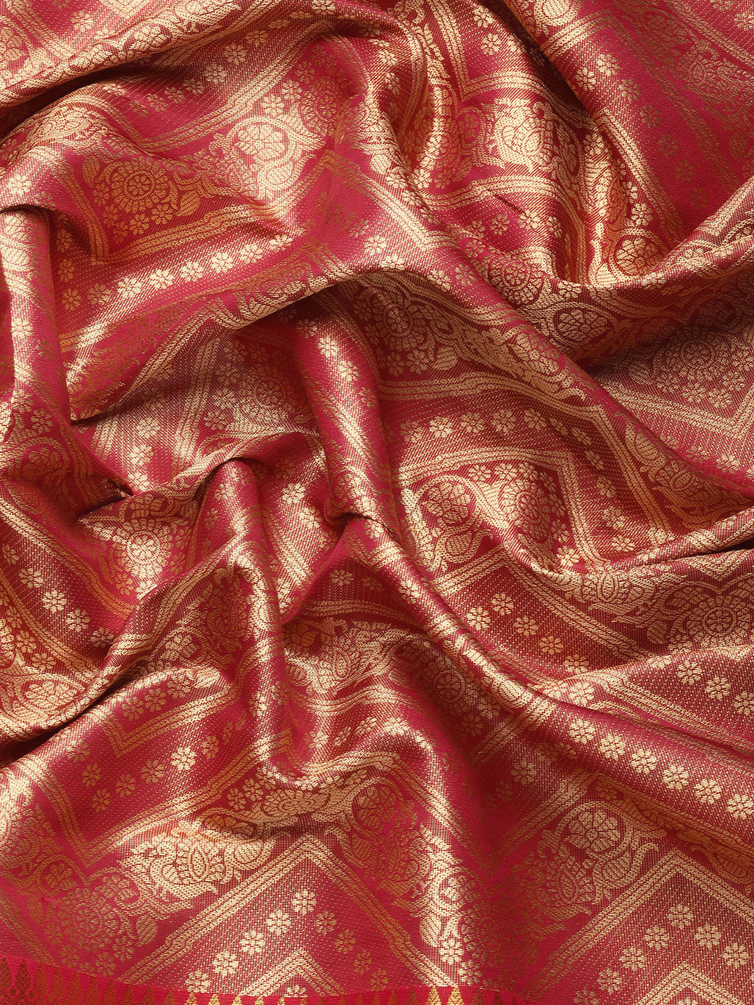 Pink Brocade Woven Zari Design Striped Saree with Unstitched Blouse - Hiral Fashion - Distacart