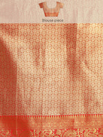 Thumbnail for Pink Brocade Woven Zari Design Striped Saree with Unstitched Blouse - Hiral Fashion - Distacart