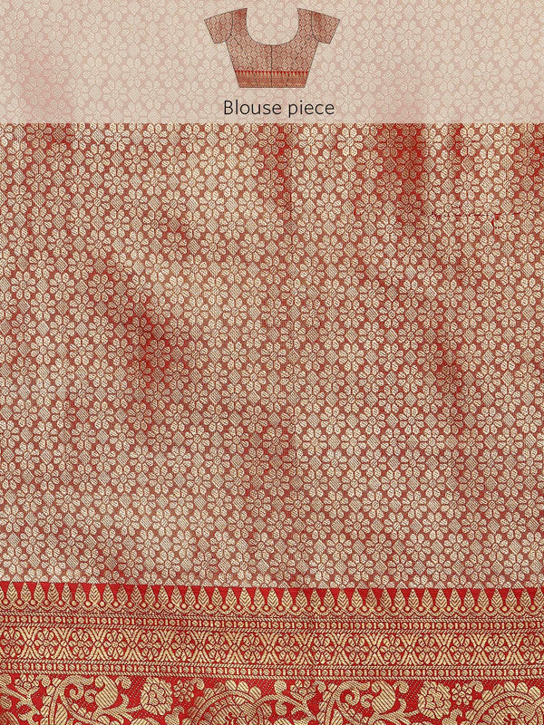 Purple Brocade Woven Zari Design Striped Saree with Unstitched Blouse - Hiral Fashion - Distacart