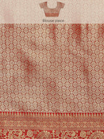 Thumbnail for Purple Brocade Woven Zari Design Striped Saree with Unstitched Blouse - Hiral Fashion - Distacart