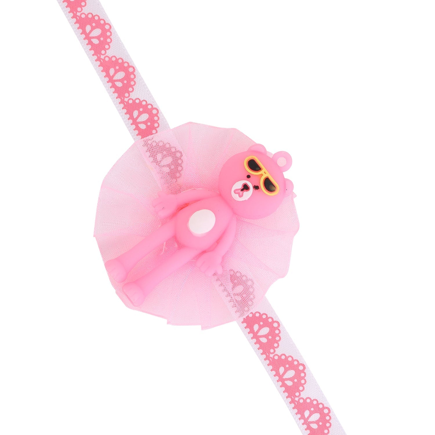 trueBrowns X Voylla Adorable Pink Teddy Bear Rakhi With Roli Chaawal Pack