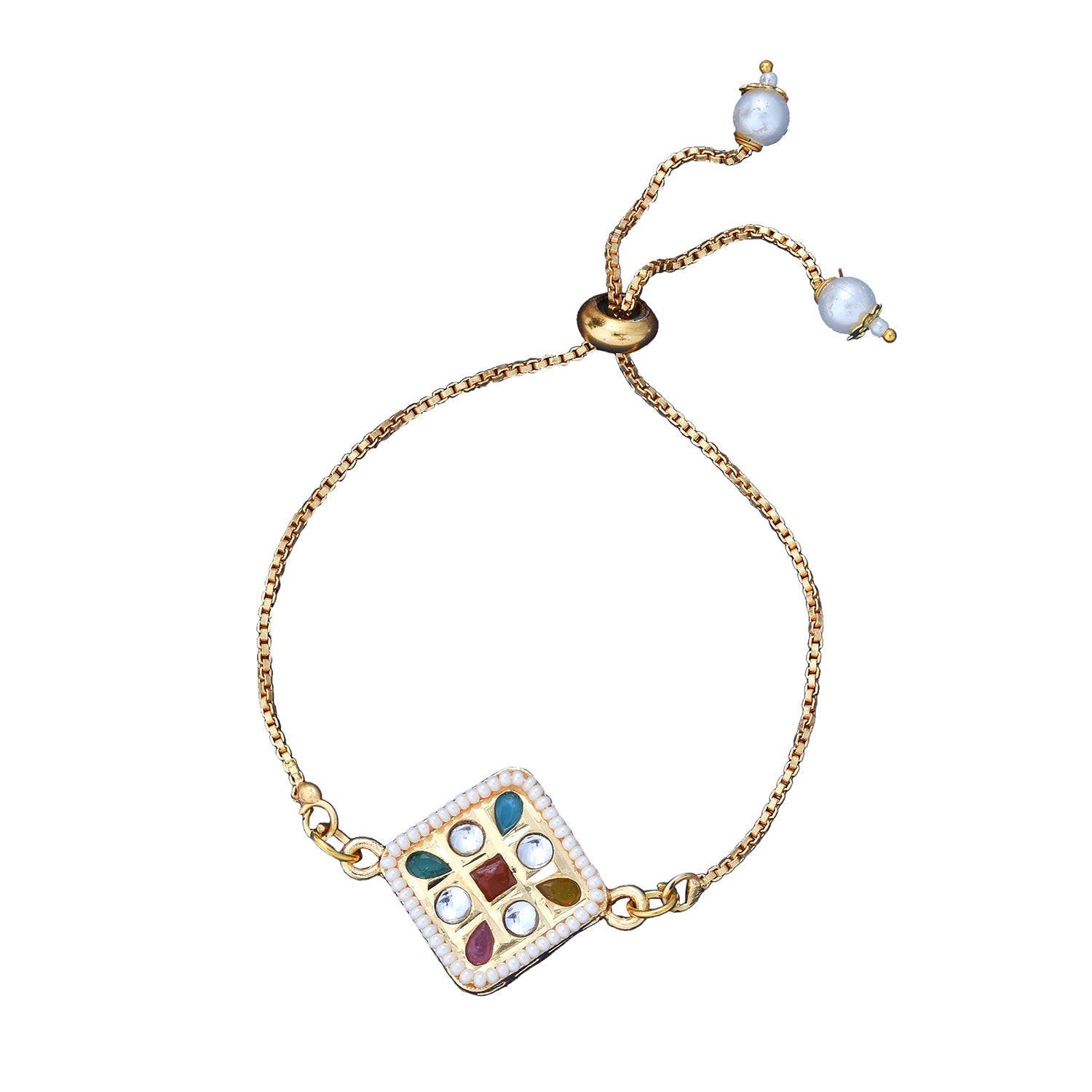 trueBrowns X Voylla CZ Embellished Gold Toned Bracelet Style Rakhi - Distacart