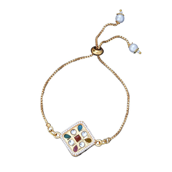 trueBrowns X Voylla CZ Embellished Gold Toned Bracelet Style Rakhi