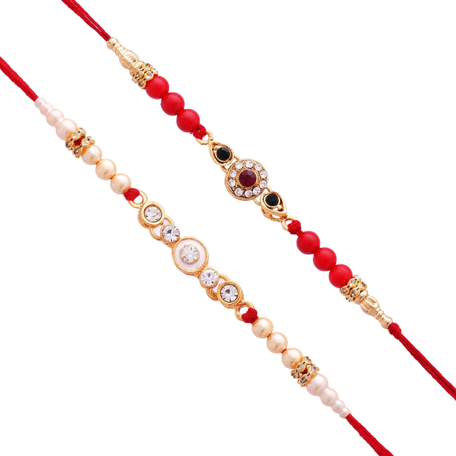 trueBrowns X Voylla Set of 2 Floral Pearl Beads Studded Rakhi - Distacart