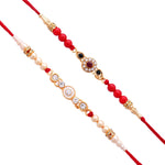 Thumbnail for trueBrowns X Voylla Set of 2 Floral Pearl Beads Studded Rakhi