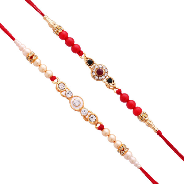 trueBrowns X Voylla Set of 2 Floral Pearl Beads Studded Rakhi