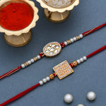 Thumbnail for trueBrowns X Voylla Set of 2 Meenakari Kundan Embellished Rakhi