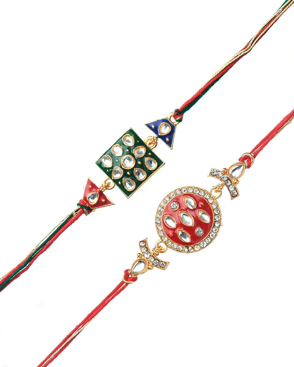 trueBrowns X Voylla Set of 2 Enameled Kundan And CZ Sparkling Rakhis