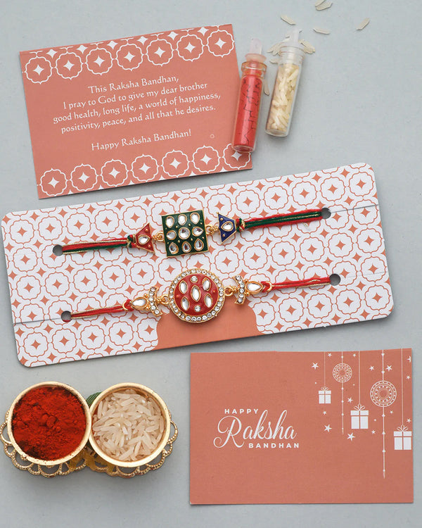 trueBrowns X Voylla Set of 2 Enameled Kundan And CZ Sparkling Rakhis