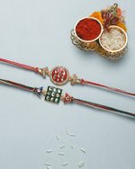 Thumbnail for trueBrowns X Voylla Set of 2 Enameled Kundan And CZ Sparkling Rakhis