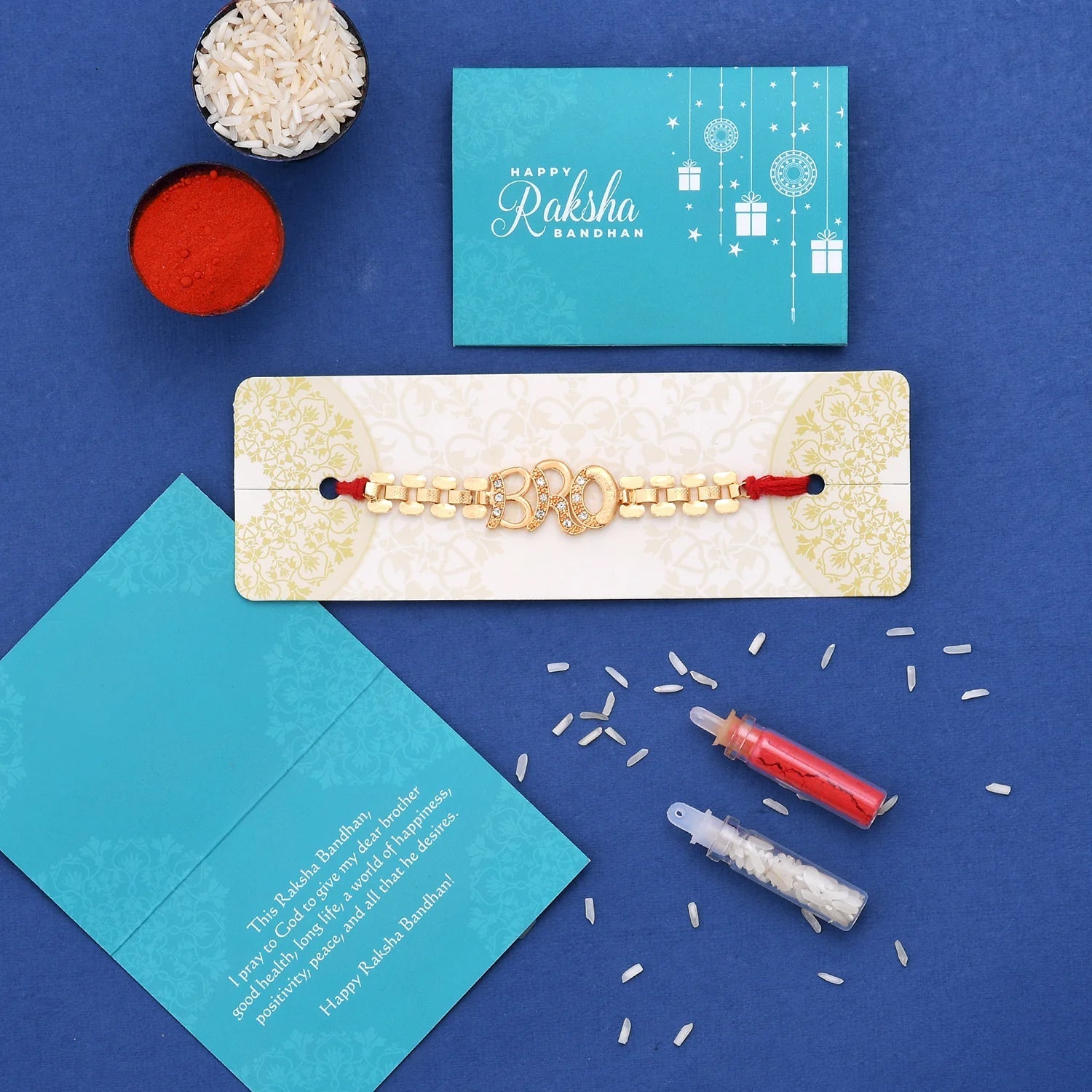 trueBrowns X Voylla Bro A Gem Embellished Gold Tone Rakhi