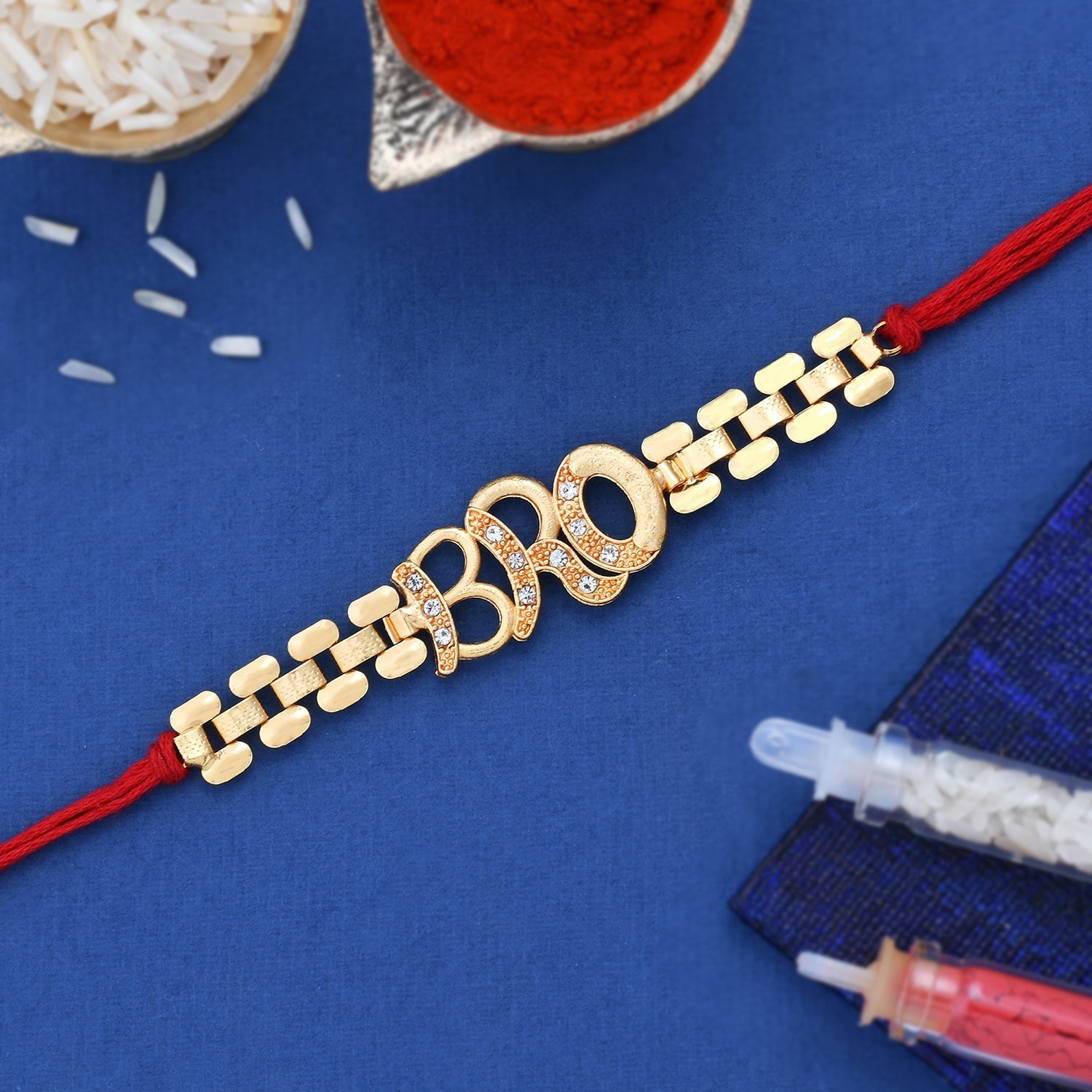 trueBrowns X Voylla Bro A Gem Embellished Gold Tone Rakhi - Distacart