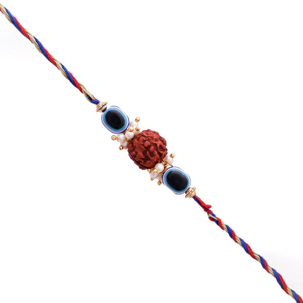 trueBrowns X Voylla Evil Eye Beaded Rakhi Embellished With Rudraksha