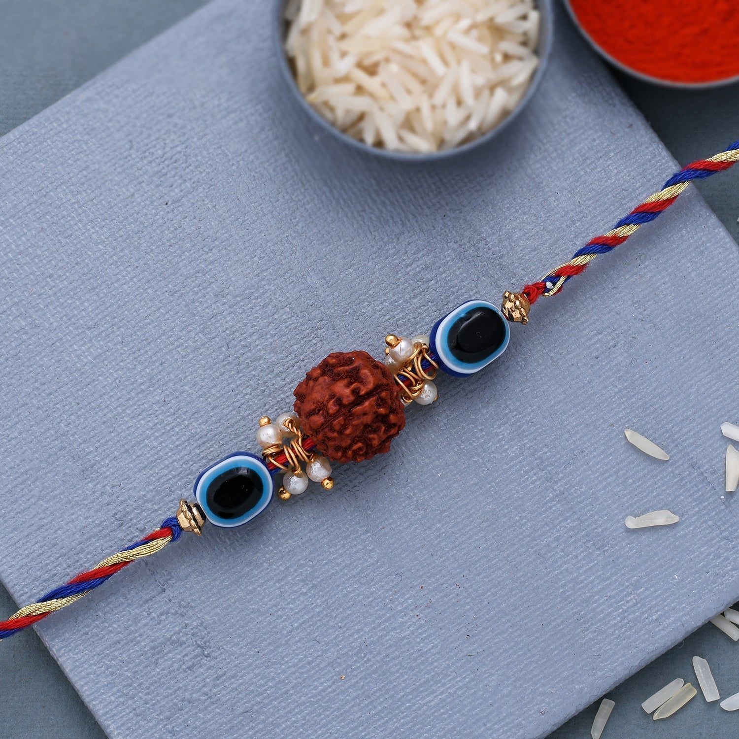 trueBrowns X Voylla Evil Eye Beaded Rakhi Embellished With Rudraksha - Distacart