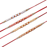 Thumbnail for trueBrowns X Voylla Set of 4 Pearl Beads Embellished Flamboyant Rakhi