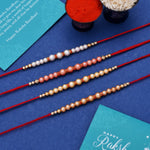 Thumbnail for trueBrowns X Voylla Set of 4 Pearl Beads Embellished Flamboyant Rakhi