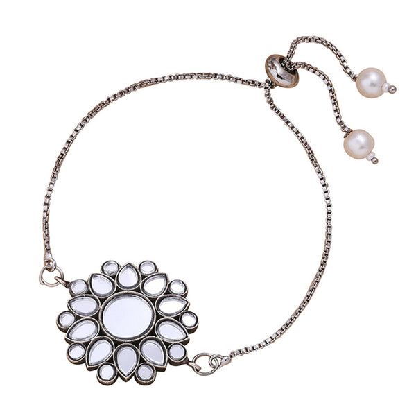 trueBrowns X Voylla Kundan Embedded Silver Toned Bracelet Style Rakhi