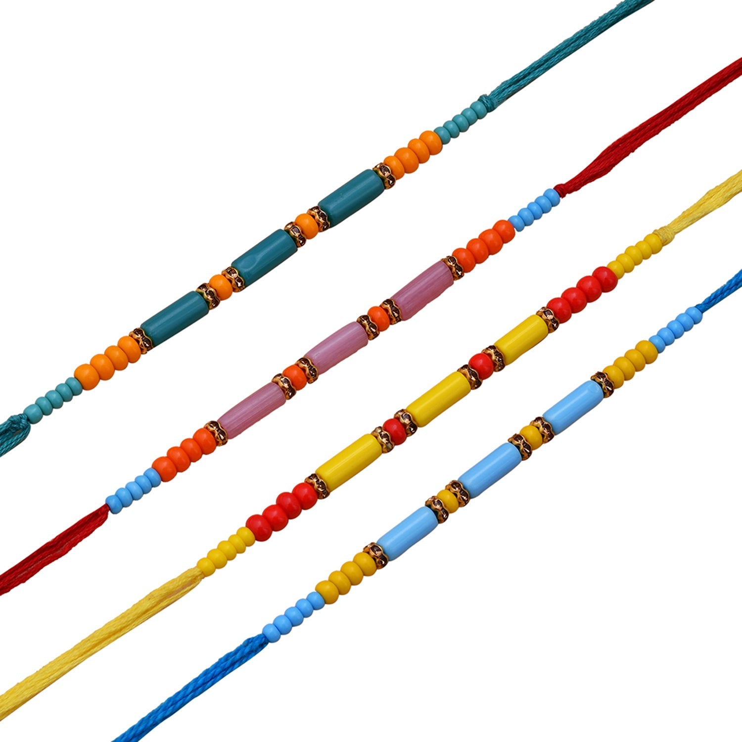 trueBrowns X Voylla Set of 4 Colorful Beads embedded Rakhi - Distacart