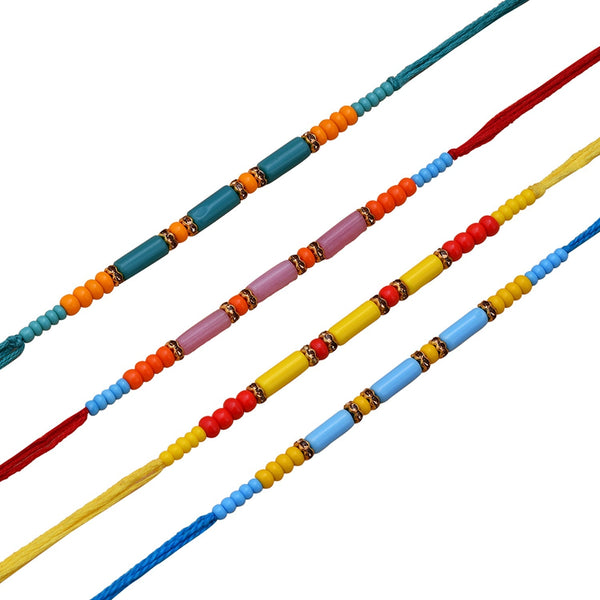 trueBrowns X Voylla Set of 4 Colorful Beads embedded Rakhi