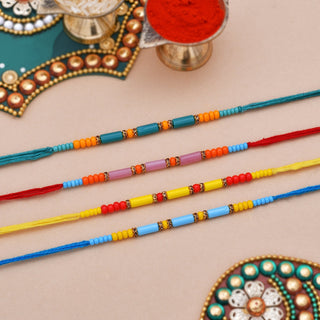 trueBrowns X Voylla Set of 4 Colorful Beads embedded Rakhi - Distacart
