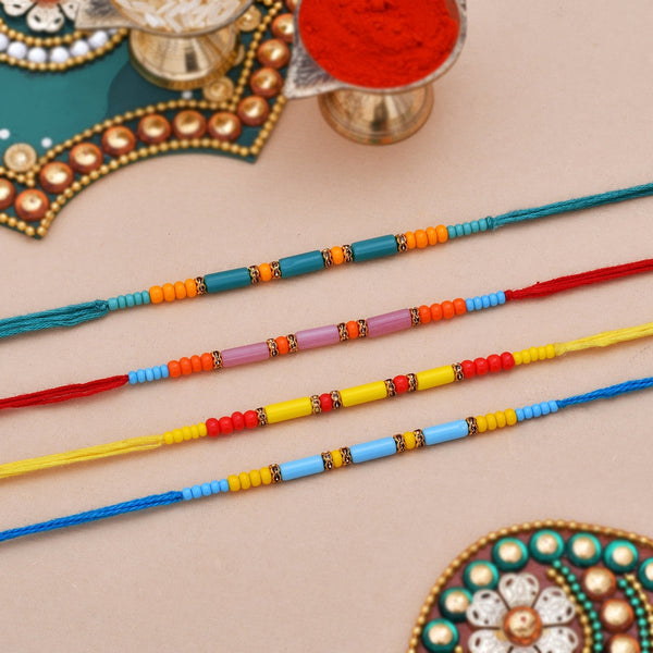 trueBrowns X Voylla Set of 4 Colorful Beads embedded Rakhi